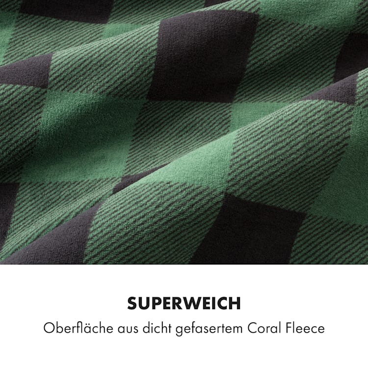 Dr. Watson XXL Heizdecke 3 Leistungsstufen waschbar 200x180cm Mikroplüsch Grün gemustert | XXL