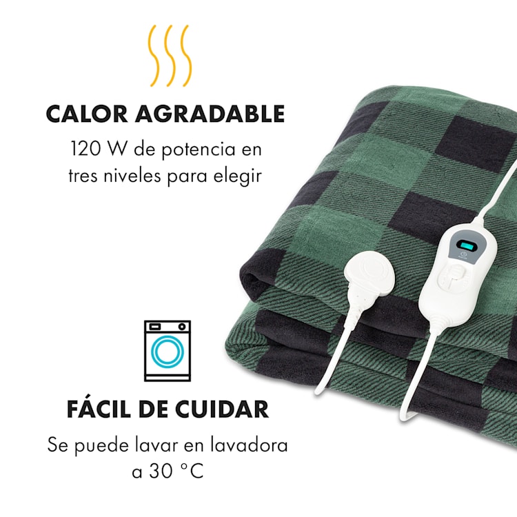 Dr. Watson XXL Manta eléctrica 3 niveles de potencia Lavable 200x180 cm Microfelpa Gris Estampado | XXL