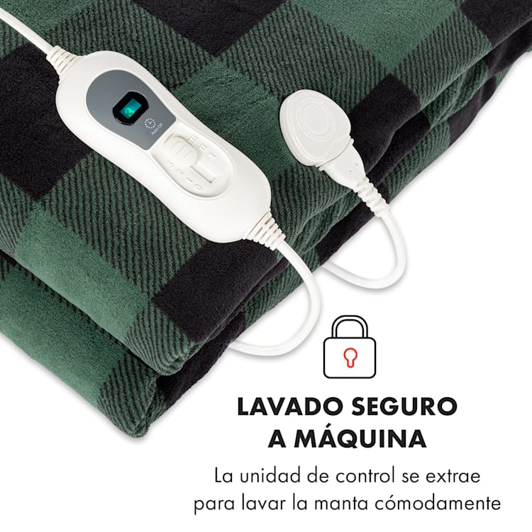 Dr. Watson XXL Manta eléctrica 3 niveles de potencia Lavable 200x180 cm Microfelpa Gris Estampado | XXL
