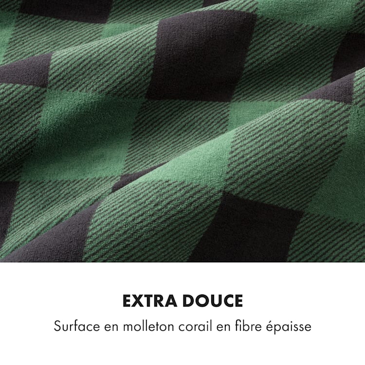 Dr. Watson XXL Couverture électrique 3 niveaux de puissance lavable 200x180cm micro-peluche Vert À Motifs | XXL