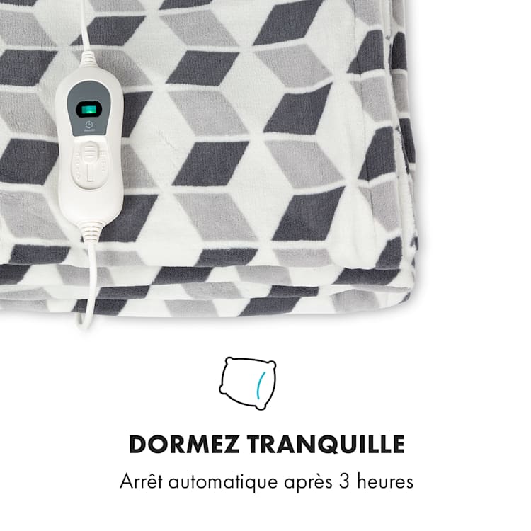 Dr. Watson XXL Couverture électrique 3 niveaux de puissance lavable 200x180cm micro-peluche Vert À Motifs | XXL