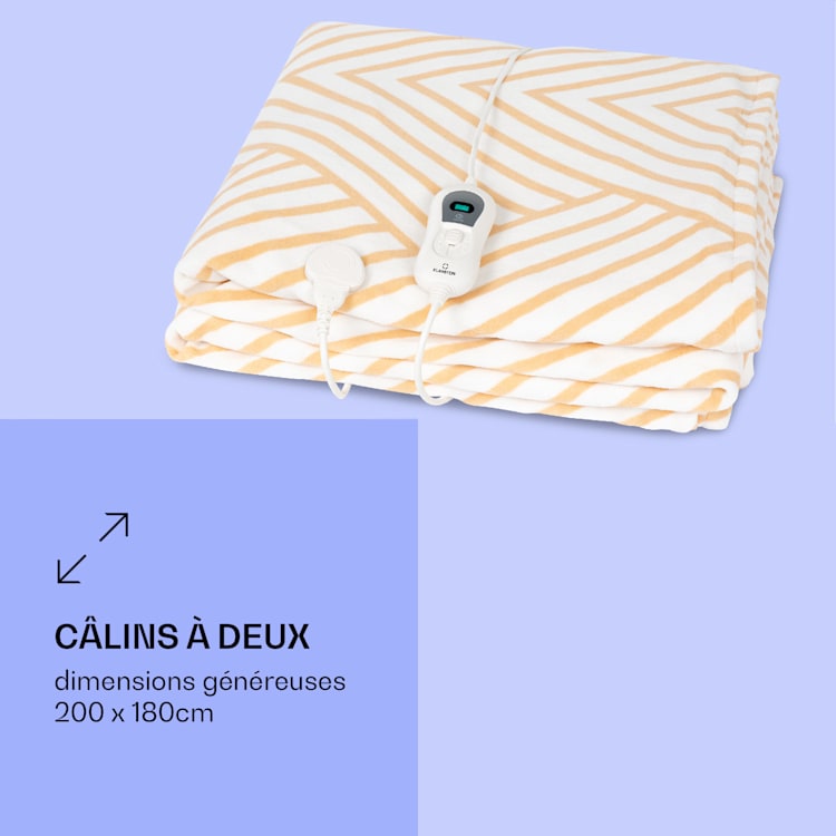Dr. Watson XXL Couverture électrique 3 niveaux de puissance lavable 200 x 180cm micro-peluche Beige À Motifs | XXL