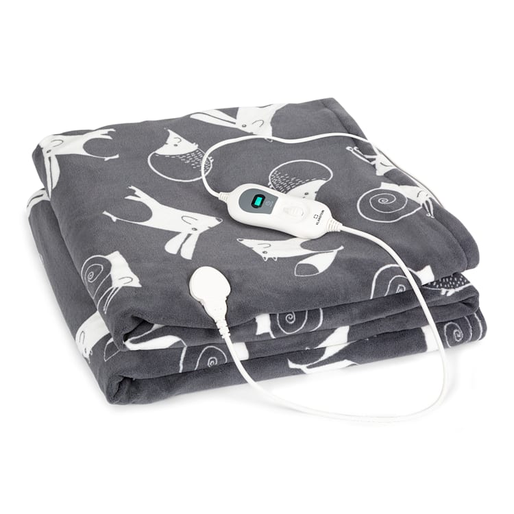 Dr. Watson XXL Manta eléctrica 3 niveles de potencia Lavable 200x180 cm Coralina Antracita Estampado | XXL