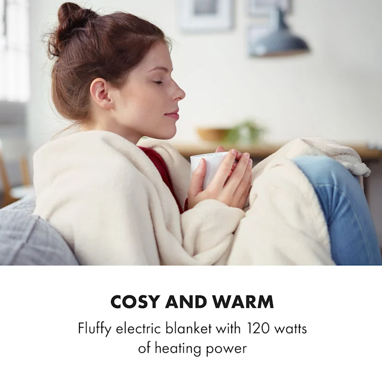 Slanket, Electric Blanket with Sleeves, 120W, 155x180cm, Coral Fleece 155 x 180 cm | Vintage Cream