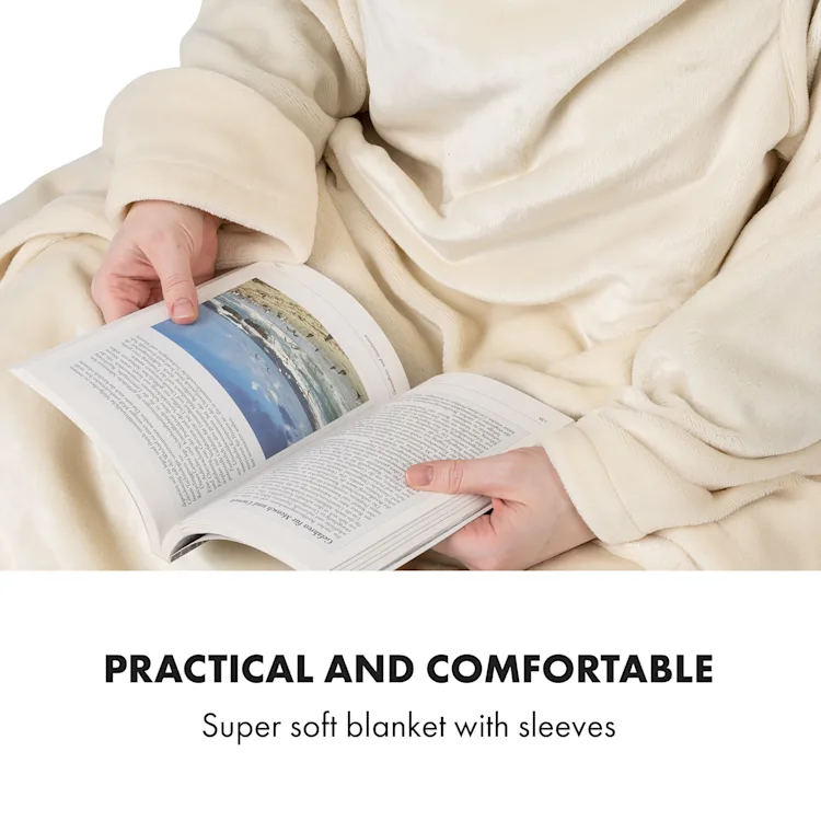 Slanket, Electric Blanket with Sleeves, 120W, 155x180cm, Coral Fleece 155 x 180 cm | Vintage Cream