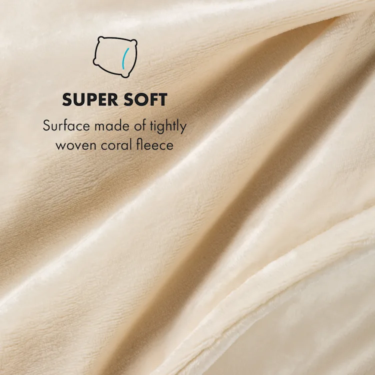Slanket, Electric Blanket with Sleeves, 120W, 155x180cm, Coral Fleece 155 x 180 cm | Vintage Cream