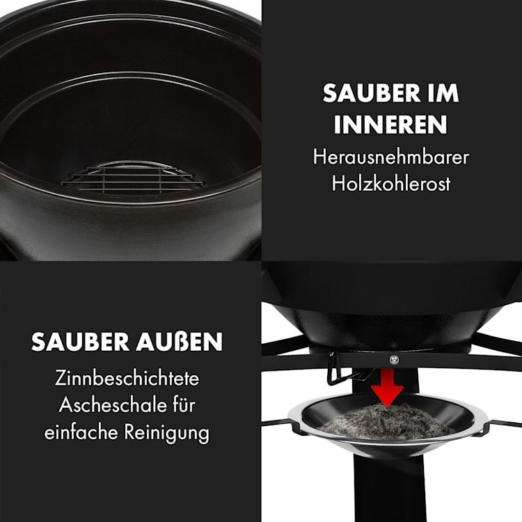 Duomo Kamadogrill Thermometer Seitentische mobil Edelstahl Keramik Ø49cm Gusseisenrost