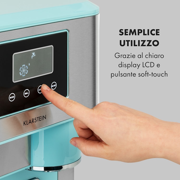 Eiszeit Crush, Macchina del Ghiaccio, Cubetti di 2 Dimensioni, Ghiaccio Tritato Azzurro pastello