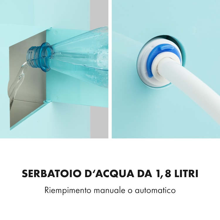 Eiszeit Crush, Macchina del Ghiaccio, Cubetti di 2 Dimensioni, Ghiaccio Tritato Azzurro pastello