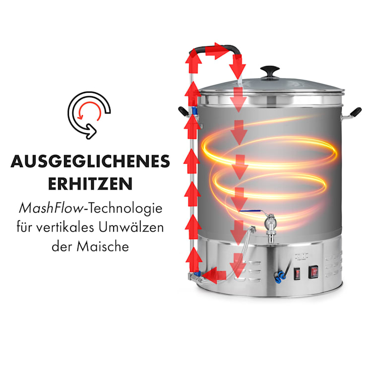 Brauheld Pro Maischekessel 3300W 70L 30-100°C Umwälzpumpe Edelstahl