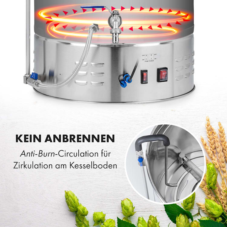 Brauheld Pro Maischekessel 3300W 70L 30-100°C Umwälzpumpe Edelstahl