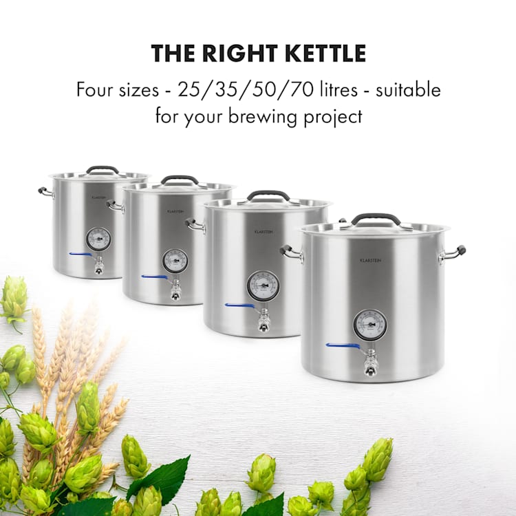 Brauheld Pur 50, sörfőző kazán, 50 literes, fűtőelem nélkül, hőmérő, nemesacél 50 Ltr