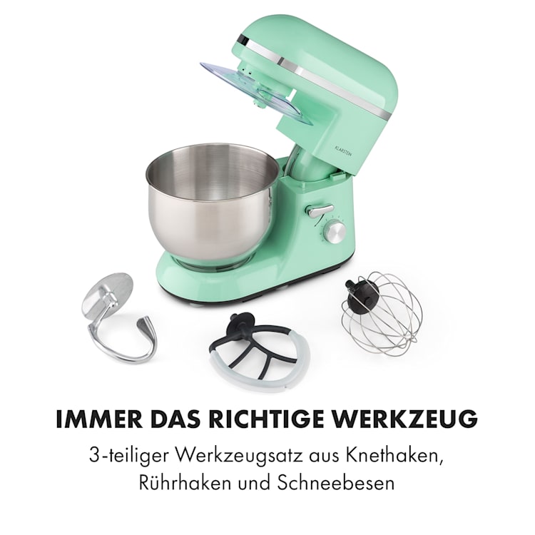 Bella Elegance Küchenmaschine 2000 W / 2,7 PS / 5,2 Liter Edelstahl BPA-frei Pastellgrün