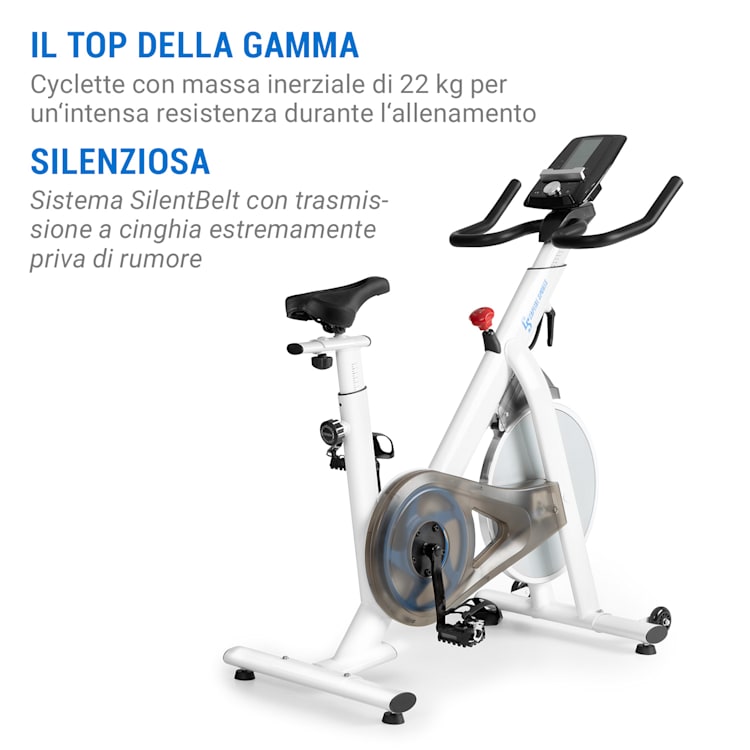 Evo Race cardiobike cardiofrequenzimetro 22kg massa volanica Evo Race - 22 kg - Bianco