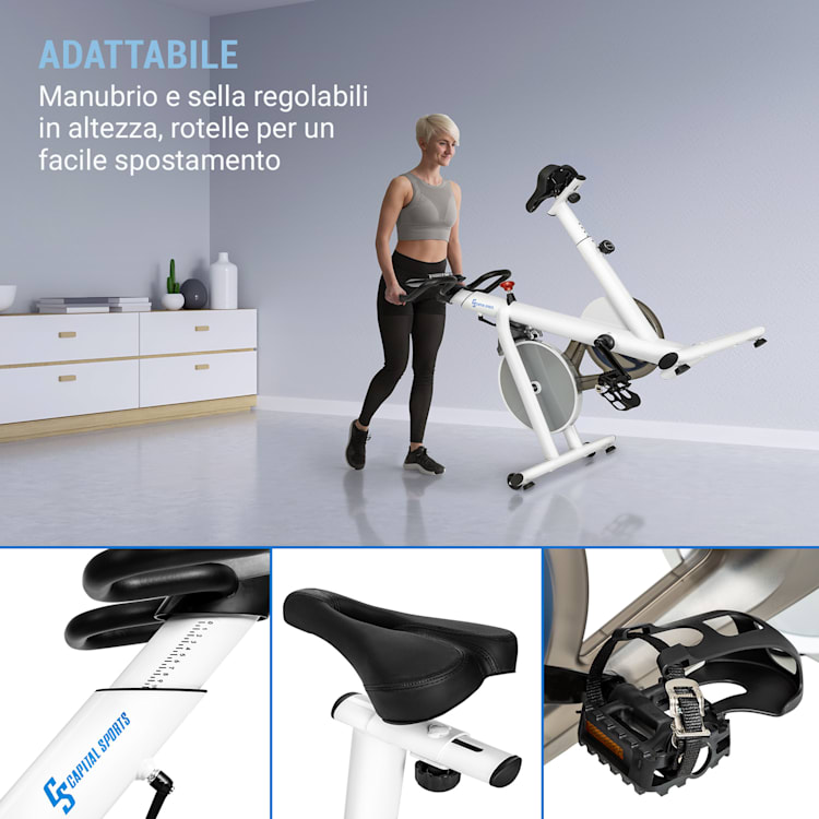 Evo Race cardiobike cardiofrequenzimetro 22kg massa volanica Evo Race - 22 kg - Bianco