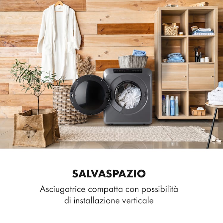 EZ Dry, asciugabiancheria, asciugatrice con scarico diretto dell'aria, 1500W, 6kg, 60cm Antracite