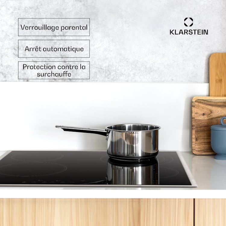 Virtuosa 4 Prime table de cuisson encastrée 4 zones 6500 W vitrocéramique cadre en inox Noir
