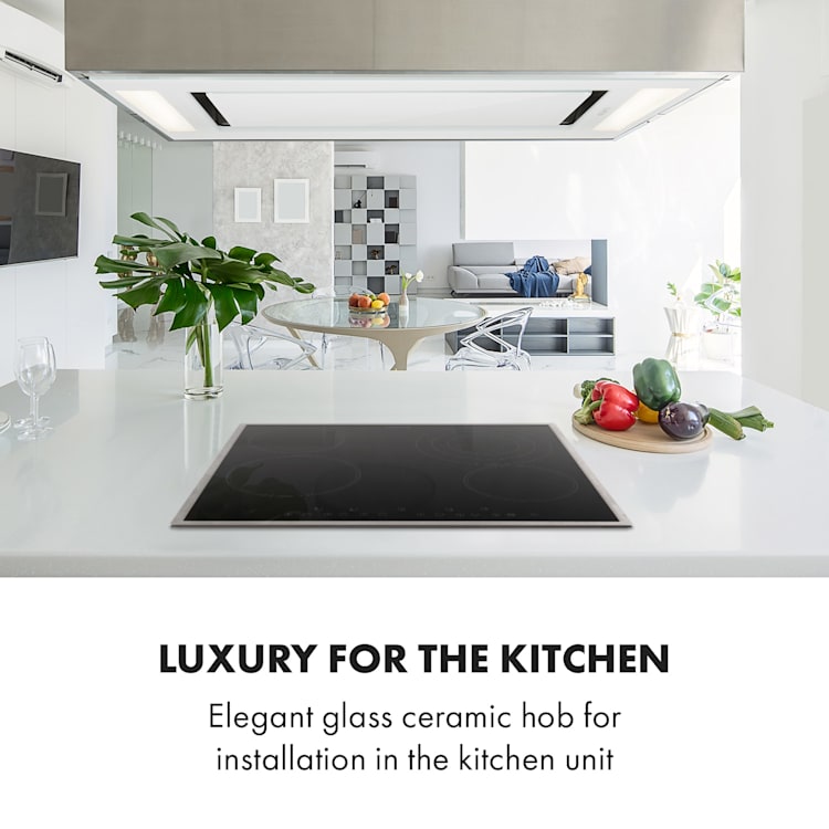Virtuosa 4 Prime table de cuisson encastrée 4 zones 6500 W vitrocéramique cadre en inox Noir