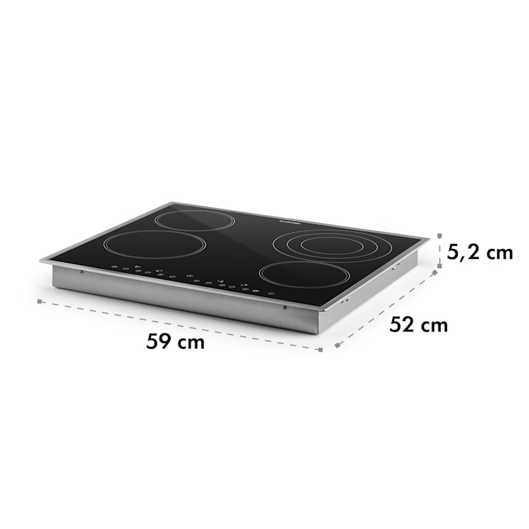Virtuosa 4 Prime table de cuisson encastrée 4 zones 6500 W vitrocéramique cadre en inox Noir