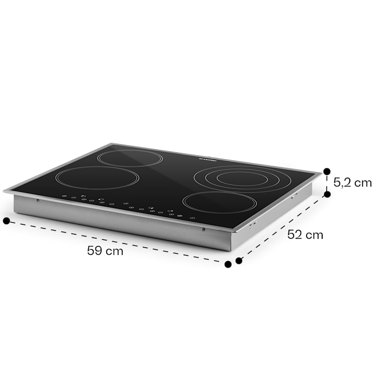 Virtuosa 4 Prime table de cuisson encastrée 4 zones 6500 W vitrocéramique cadre en inox Noir