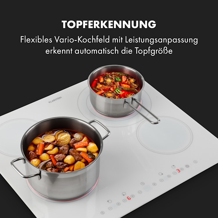 Virtuosa 4 Einbaukochfeld 4 Zonen 6500W Glaskeramik Weiß