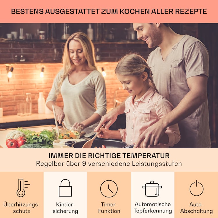 Virtuosa 4 Einbaukochfeld 4 Zonen 6500W Glaskeramik Weiß