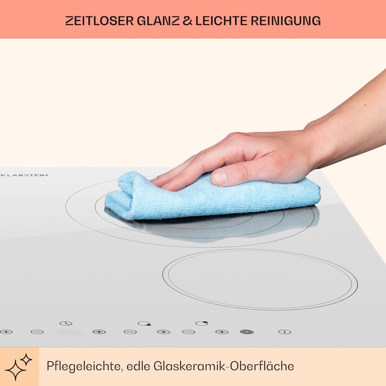 Virtuosa 4 Einbaukochfeld 4 Zonen 6500W Glaskeramik Weiß
