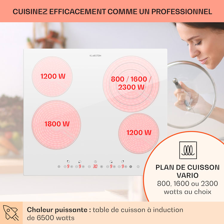 Virtuosa 4 table de cuisson encastrée 4 zones 6500 W vitrocéramique Blanc