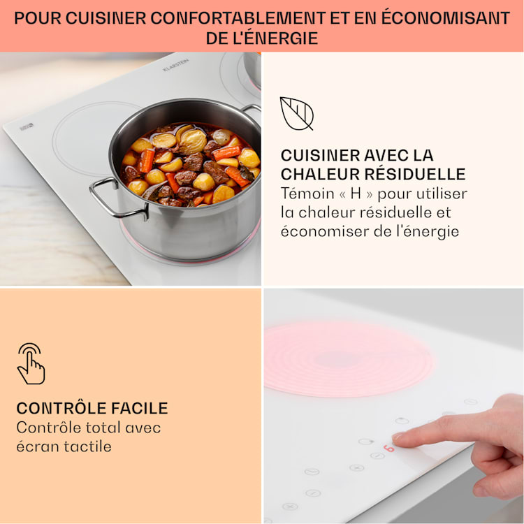 Virtuosa 4 table de cuisson encastrée 4 zones 6500 W vitrocéramique Blanc