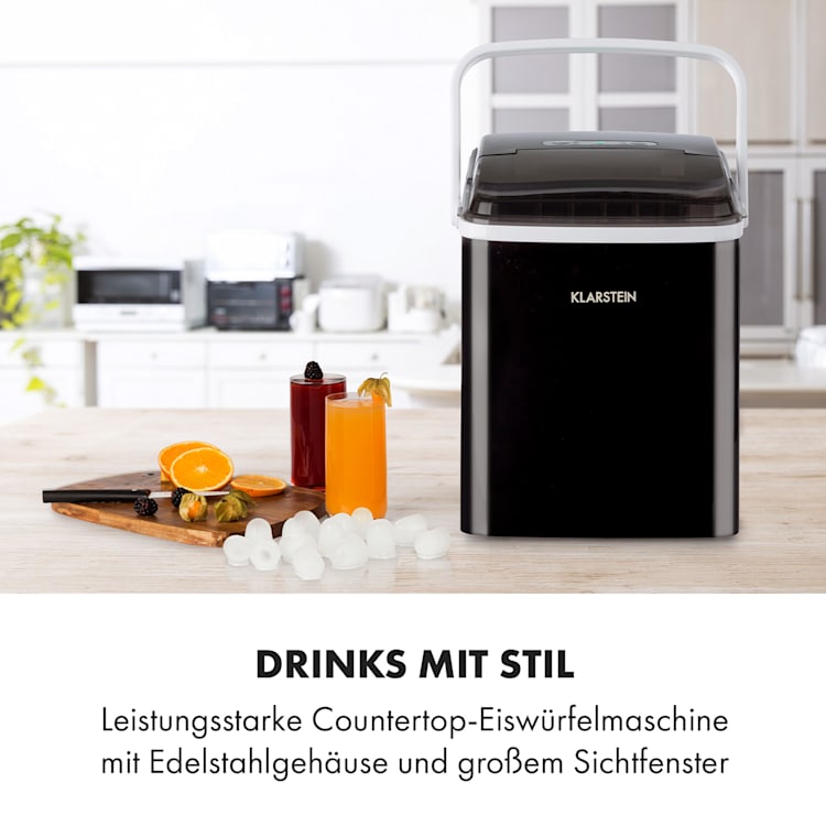 Arctic Porter Eiswürfelmaschine Bullet-Eis 12kg/24h Edelstahl Schwarz