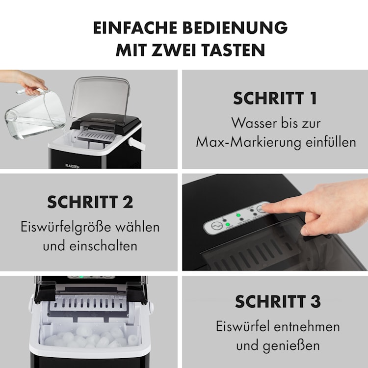 Arctic Porter Eiswürfelmaschine Bullet-Eis 12kg/24h Edelstahl Schwarz