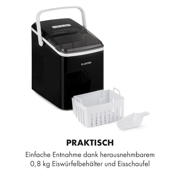 Arctic Porter Eiswürfelmaschine Bullet-Eis 12kg/24h Edelstahl Schwarz