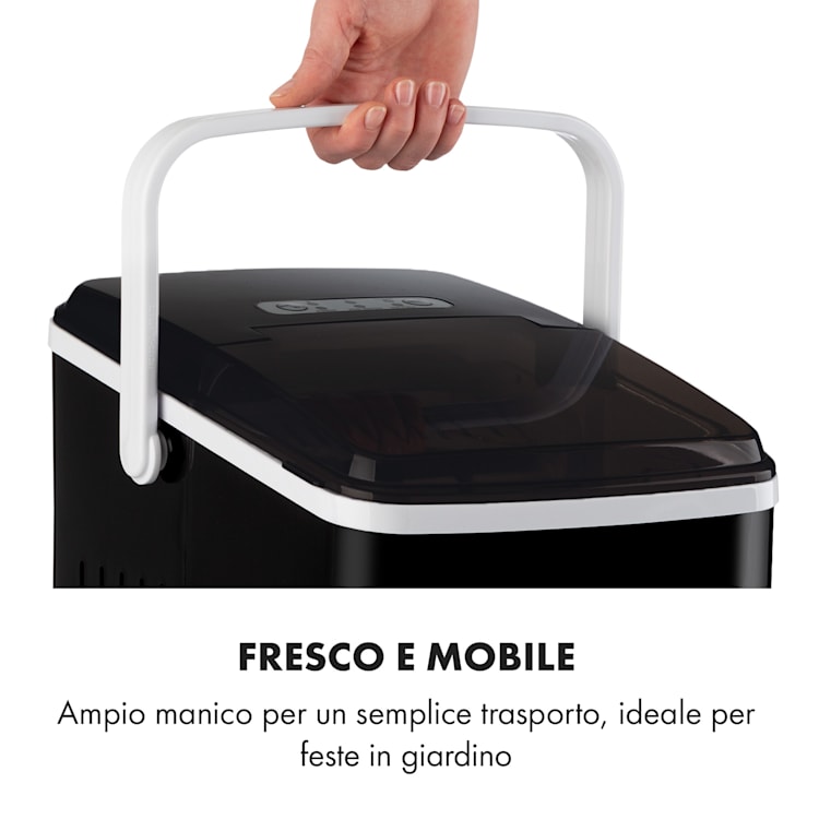 Arctic Porter, Macchina del Ghiaccio, Cubetti a Pallottola, 12kg/24h, Acciaio Inox Nero