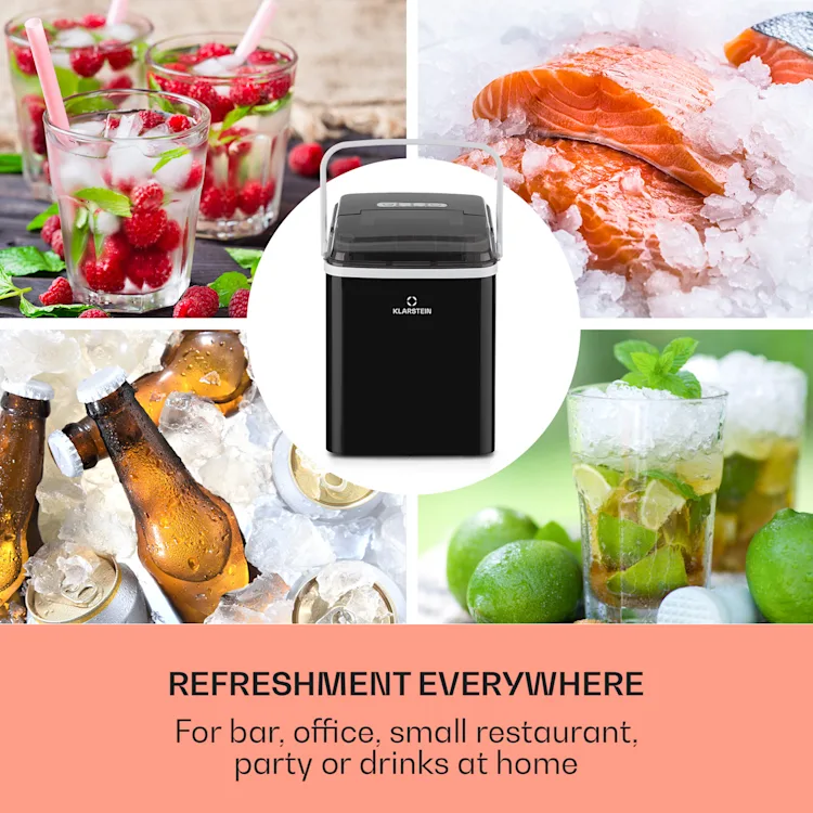 Arctic Porter, Ice Cube Machine, Bullet Ice, 12kg / 24h, Stainless Steel Black