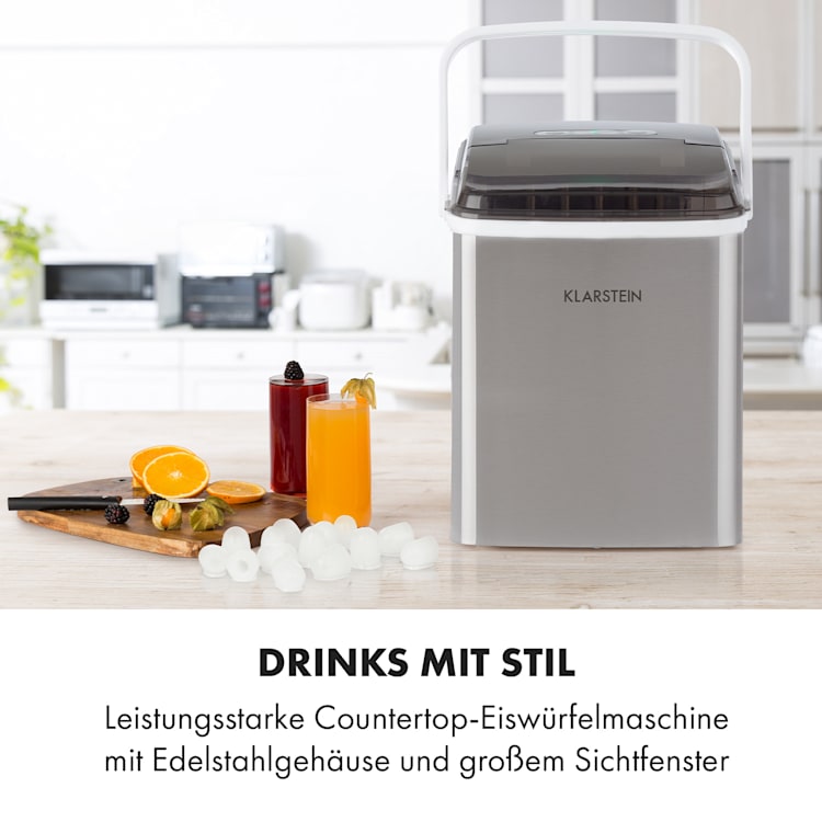 Arctic Porter Eiswürfelmaschine Bullet-Eis 12kg/24h Edelstahl Silber