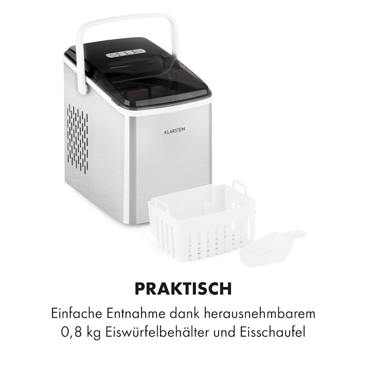 Arctic Porter Eiswürfelmaschine Bullet-Eis 12kg/24h Edelstahl Silber