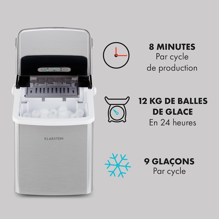 Arctic Porter ijsblokjesmachine bullet-ijs 12kg/24h rvs Zilver