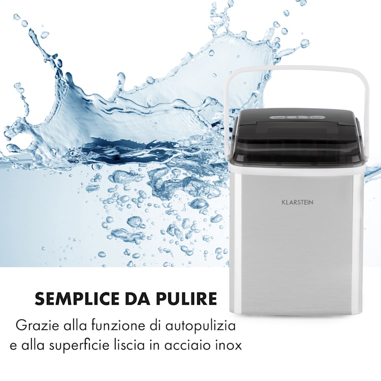 Arctic Porter, Macchina del Ghiaccio, Cubetti a Pallottola, 12kg/24h, Acciaio Inox Argento