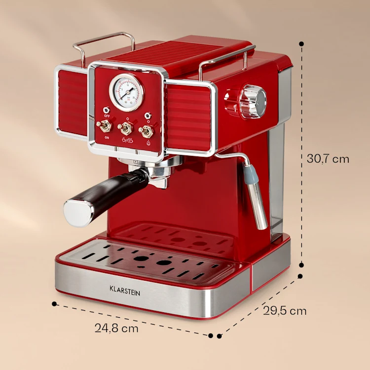 Gusto Classico, Espresso Maker, 1350 Watts, 20 Bar Pressure, Water Tank: 1.5 Litres Red