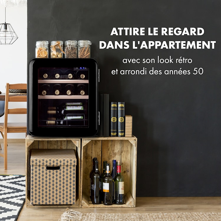 Vinetage 12 réfrigérateur de boissons Réfrigérateur 48 litres 4-22°C Design rétro 12 bouteilles | 1 zone de conservation | Noir