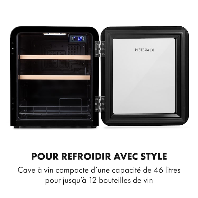 Vinetage 12 réfrigérateur de boissons Réfrigérateur 48 litres 4-22°C Design rétro 12 bouteilles | 1 zone de conservation | Noir