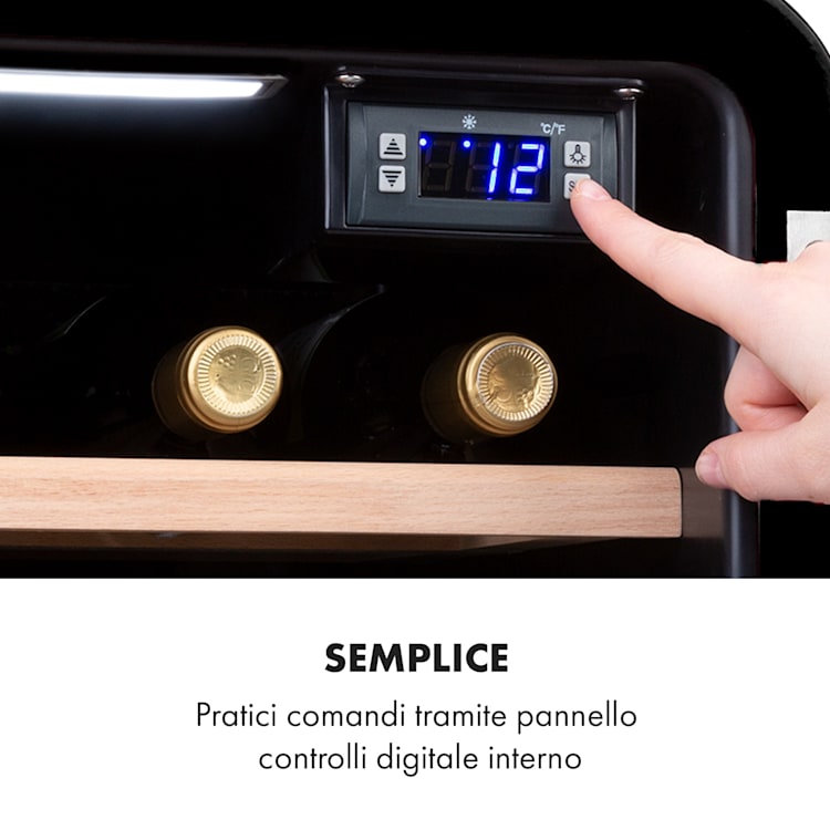 Cantinetta frigo per vini Vinetage 12 Bottiglie 48 Litri 4-22°C Design Retrò 12 bottiglie | 1 zona di raffreddamento | Nero