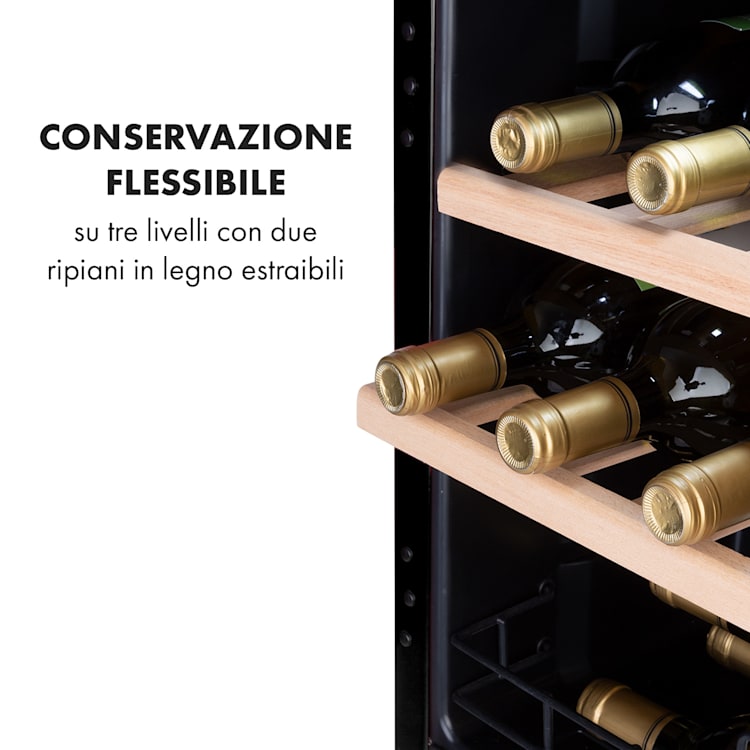 Cantinetta frigo per vini Vinetage 12 Bottiglie 48 Litri 4-22°C Design Retrò 12 bottiglie | 1 zona di raffreddamento | Nero