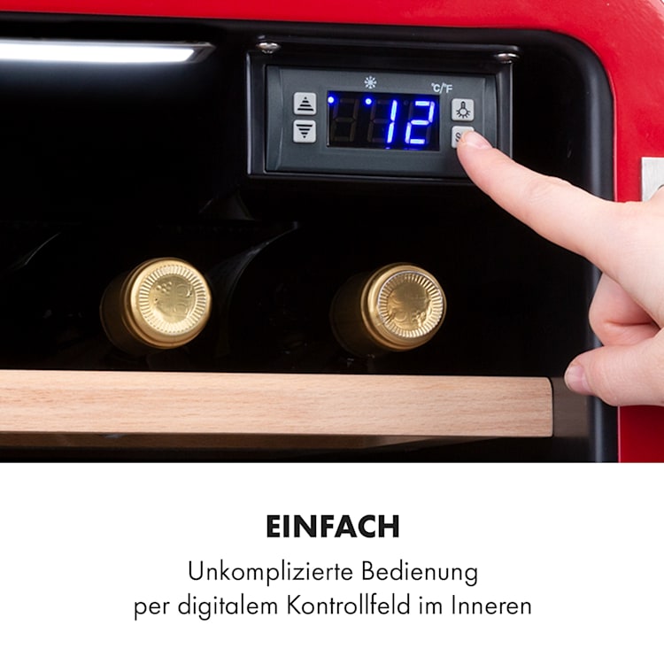 Vinetage 12 Getränkekühler Kühlschrank 48 Liter 4-22°C Retro-Design 12 Flaschen | Rot