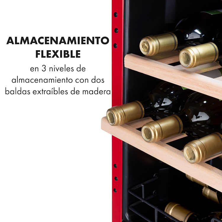 Nevera Vinetage 12 Bebidas 48 Litros 4-22°C Diseño Retro 12 botellas | Rojo
