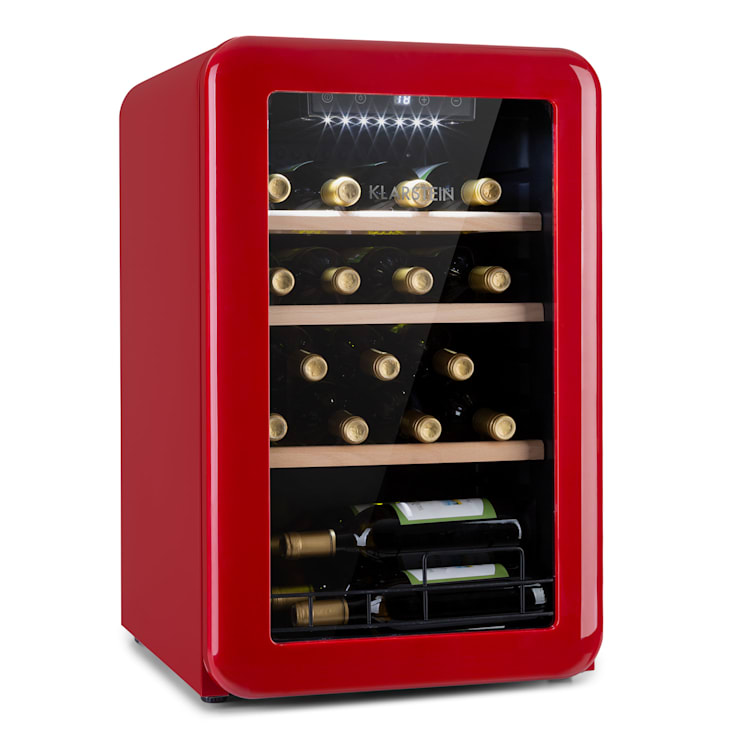 Vinetage 19 Uno, chladnička na nápoje, 70 litrov, 4-22°C, retro dizajn 19 fliaš | 1 chladiaca zóna | Červená