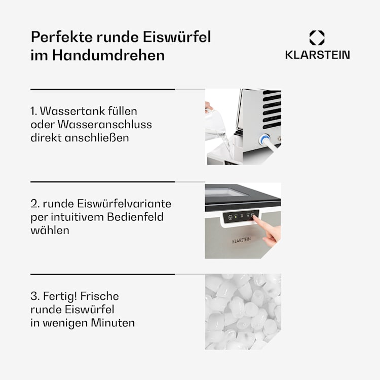 Icefestival Bullet Eiswürfelbereiter 400W 1,9l 20kg/24h Eisform: Kugel | Silber