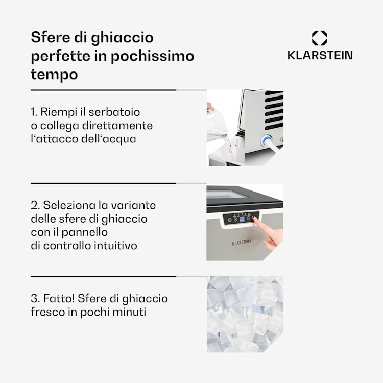 Macchina Del Ghiaccio Klarstein Icefestival - Produzione 20kg/24h, Ghiaccio Bullet E Grattugiato - Foto 7