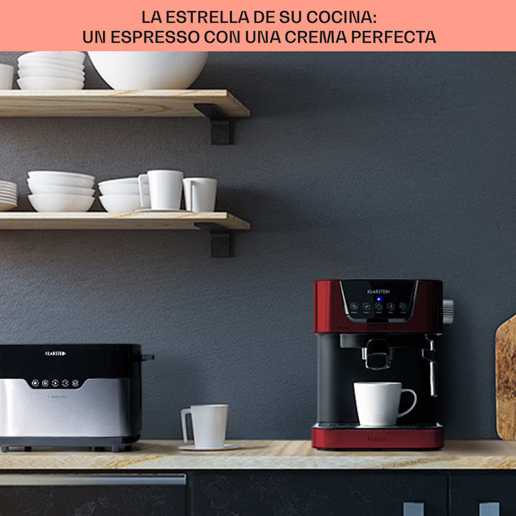 Máquina de café espresso Arabica 1050W 15 Bar 1,5l Panel de control táctil acero inoxidable