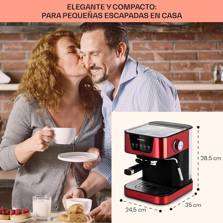 Máquina de café espresso Arabica 1050W 15 Bar 1,5l Panel de control táctil acero inoxidable